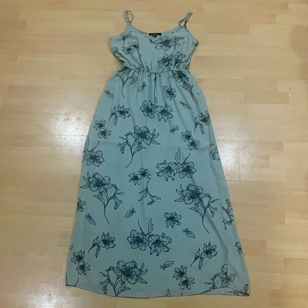 Green floral maxi dress